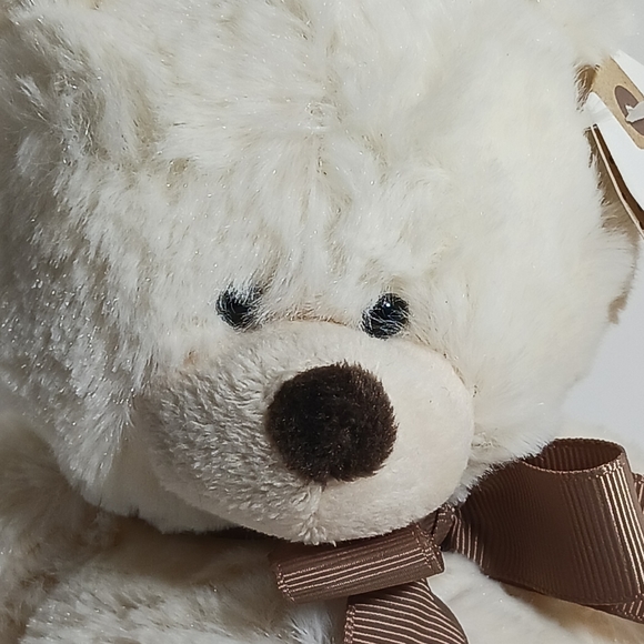HANDS ON A GANZ Jesse Teddy BEAR STUFFED ANIMAL PLUSH TOY Creamy White Brown - Picture 7 of 10